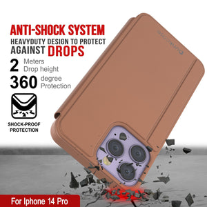 Funda protectora Punkcase iPhone 14 Pro Reflector con tapa desplegable [Rosa]