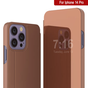 Funda protectora Punkcase iPhone 14 Pro Reflector con tapa desplegable [Rosa]