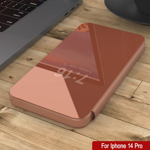 Funda protectora Punkcase iPhone 14 Pro Reflector con tapa desplegable [Rosa]