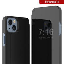 Load image into Gallery viewer, Funda reflectora Punkcase para iPhone 14, cubierta protectora con tapa [Negro]
