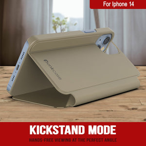Punkcase iPhone 14 Reflector Case es una funda protectora con tapa [en color dorado].