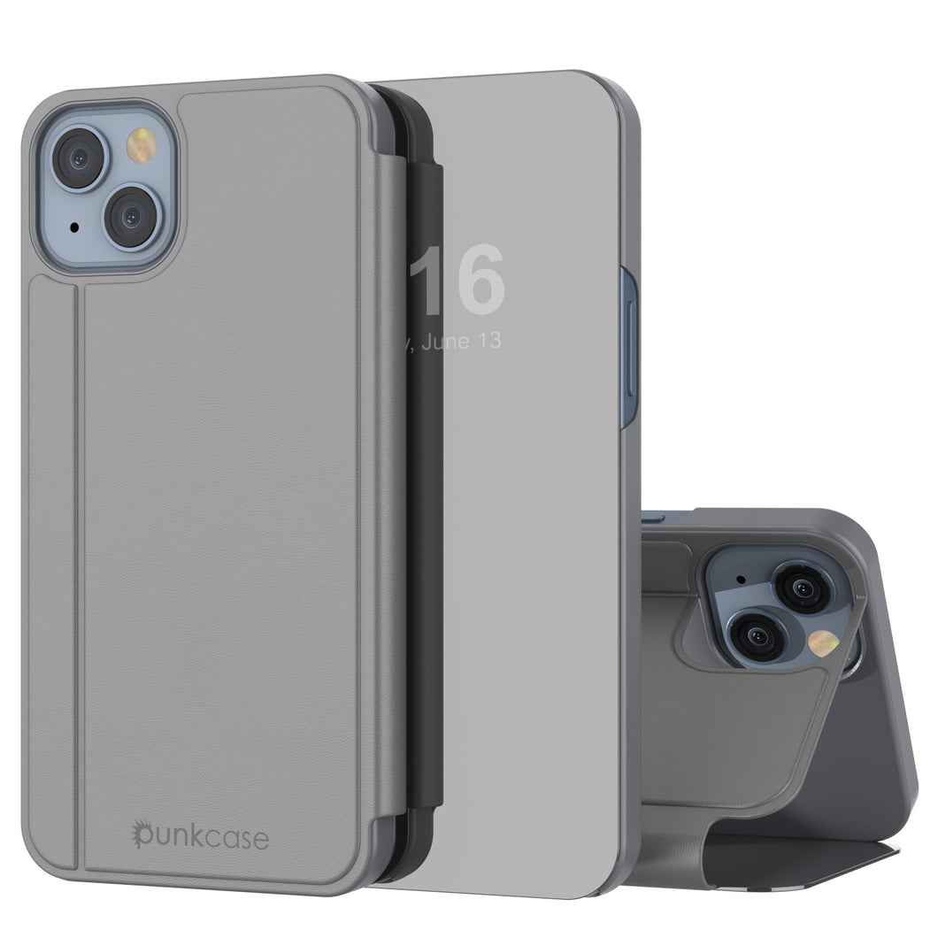 Carcasa Punkcase para iPhone 14, cubierta protectora con tapa abatible [plateada]
