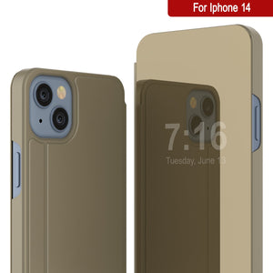 Punkcase iPhone 14 Reflector Case es una funda protectora con tapa [en color dorado].