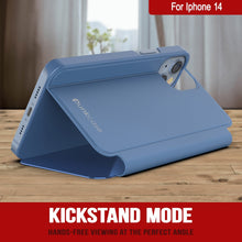 Load image into Gallery viewer, Carcasa protectora Punkcase iPhone 14 Reflector Flip Cover [Azul]
