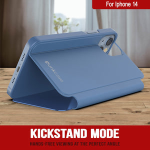 Carcasa protectora Punkcase iPhone 14 Reflector Flip Cover [Azul]