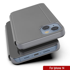 Carcasa Punkcase para iPhone 14, cubierta protectora con tapa abatible [plateada]