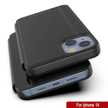 Load image into Gallery viewer, Funda reflectora Punkcase para iPhone 14, cubierta protectora con tapa [Negro]
