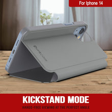 Load image into Gallery viewer, Carcasa Punkcase para iPhone 14, cubierta protectora con tapa abatible [plateada]
