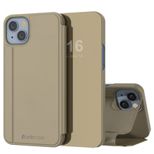 Load image into Gallery viewer, Punkcase iPhone 14 Reflector Case es una funda protectora con tapa [en color dorado].
