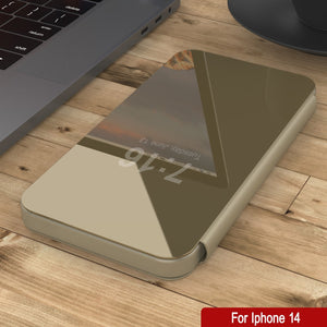 Punkcase iPhone 14 Reflector Case es una funda protectora con tapa [en color dorado].