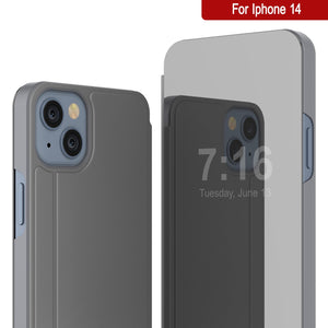 Carcasa Punkcase para iPhone 14, cubierta protectora con tapa abatible [plateada]