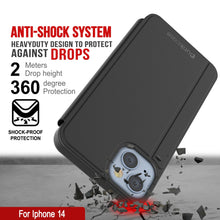 Load image into Gallery viewer, Funda reflectora Punkcase para iPhone 14, cubierta protectora con tapa [Negro]
