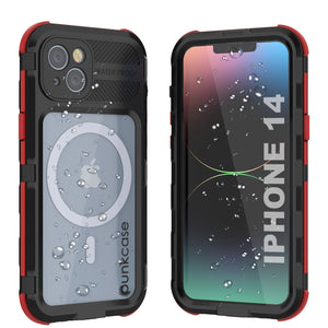 iPhone 14 Serie Metal Extreme 2.0 - Funda de aluminio resistente al agua IP68 con protector de pantalla incorporado [Negro-Rojo]