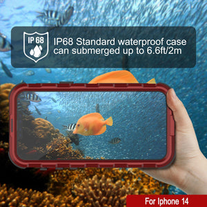iPhone 14 Metal Extreme 2.0 Series es una carcasa impermeable de aluminio IP68 con protector de pantalla integrado [Rojo-Negro].