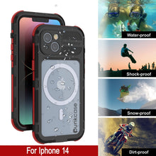 Cargar imagen en el visor de la galería, iPhone 14 Serie Metal Extreme 2.0 - Funda de aluminio resistente al agua IP68 con protector de pantalla incorporado [Negro-Rojo]
