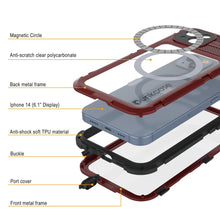 Cargar imagen en el visor de la galería, iPhone 14 Metal Extreme 2.0 Series es una carcasa impermeable de aluminio IP68 con protector de pantalla integrado [Rojo-Negro].
