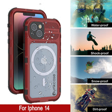 Cargar imagen en el visor de la galería, iPhone 14 Metal Extreme 2.0 Series es una carcasa impermeable de aluminio IP68 con protector de pantalla integrado [Rojo-Negro].
