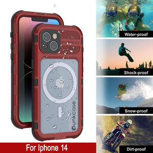 iPhone 14 Metal Extreme 2.0 Series es una carcasa impermeable de aluminio IP68 con protector de pantalla integrado [Rojo-Negro].