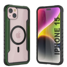 Cargar imagen en el visor de la galería, Punkcase iPhone 15 Armor Stealth MAG Defense Case: Funda protectora robusta de grado militar de varias capas [Verde Oscuro].
