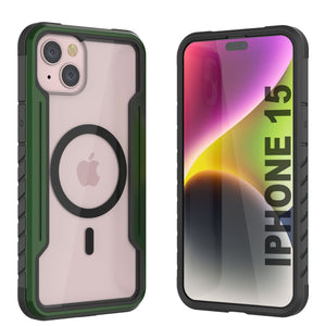Punkcase iPhone 15 Armor Stealth MAG Defense Case: Funda protectora robusta de grado militar de varias capas [Verde Oscuro].