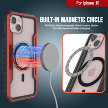 Cargar imagen en el visor de la galería, Funda de defensa militar protectora Punkcase iPhone 15 Armor Stealth MAG de grado militar con cubierta multicapa [Rojo]

