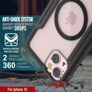 Funda de protección Punkcase iPhone 15 Armor Stealth MAG Defense de grado militar con cubierta multicapa [Negro].