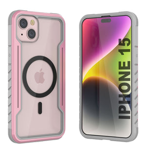 Punkcase iPhone 15 Armor Stealth MAG Defensa Case Protectora de Grado Militar con Cubierta de Múltiples Capas [Oro Rosa]