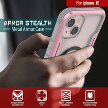 Cargar imagen en el visor de la galería, Punkcase iPhone 15 Armor Stealth MAG Defensa Case Protectora de Grado Militar con Cubierta de Múltiples Capas [Oro Rosa]
