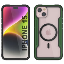 Cargar imagen en el visor de la galería, Punkcase iPhone 15 Armor Stealth MAG Defense Case: Funda protectora robusta de grado militar de varias capas [Verde Oscuro].
