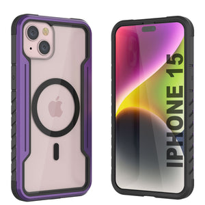 Punkcase iPhone 15 Armadura Stealth MAG Defense Funda Protectora de Grado Militar de varias capas [Morado]