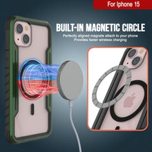 Cargar imagen en el visor de la galería, Punkcase iPhone 15 Armor Stealth MAG Defense Case: Funda protectora robusta de grado militar de varias capas [Verde Oscuro].
