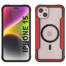 Cargar imagen en el visor de la galería, Funda de defensa militar protectora Punkcase iPhone 15 Armor Stealth MAG de grado militar con cubierta multicapa [Rojo]
