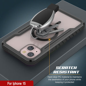 Funda de protección Punkcase iPhone 15 Armor Stealth MAG Defense de grado militar con cubierta multicapa [Negro].
