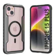 Cargar imagen en el visor de la galería, Fundas de defensa Armor Stealth MAG de Punkcase para iPhone 15 Plus, protectoras de grado militar con cubierta multicapa [Gris-Negro].
