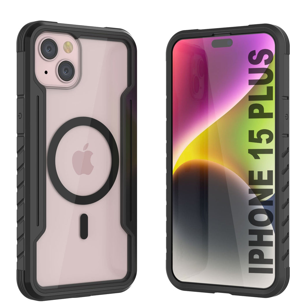 Funda de protección Punkcase iPhone 15 Plus Armor Stealth MAG Defense Protective de grado militar de varias capas [Negro]