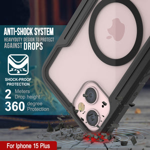 Funda de protección Punkcase iPhone 15 Plus Armor Stealth MAG Defense Protective de grado militar de varias capas [Negro]
