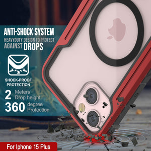 Funda Punkcase iPhone 15 Plus Armor Stealth MAG Defense, Cubierta Protectora de Grado Militar de Múltiples Capas [Rojo]