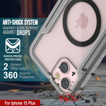 Cargar imagen en el visor de la galería, Funda defensiva militar de capas múltiples Armor Stealth MAG de Punkcase para iPhone 15 Plus, protectora y resistente [Gris].
