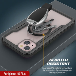 Funda de protección Punkcase iPhone 15 Plus Armor Stealth MAG Defense Protective de grado militar de varias capas [Negro]