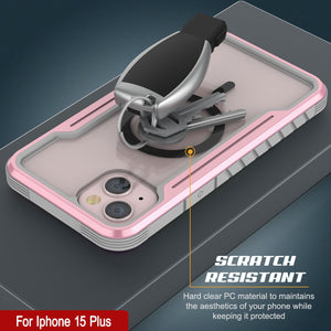 Punkcase iPhone 15 Plus, armadura Stealth MAG Defense Case, protectora de grado militar de varias capas [Color Rose-Gold]