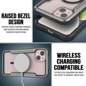 Fundas de defensa Armor Stealth MAG de Punkcase para iPhone 15 Plus, protectoras de grado militar con cubierta multicapa [Gris-Negro].