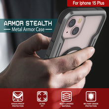 Cargar imagen en el visor de la galería, Fundas de defensa Armor Stealth MAG de Punkcase para iPhone 15 Plus, protectoras de grado militar con cubierta multicapa [Gris-Negro].
