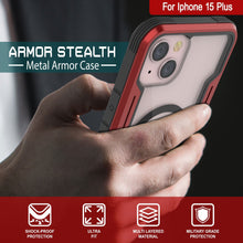 Cargar imagen en el visor de la galería, Funda Punkcase iPhone 15 Plus Armor Stealth MAG Defense, Cubierta Protectora de Grado Militar de Múltiples Capas [Rojo]

