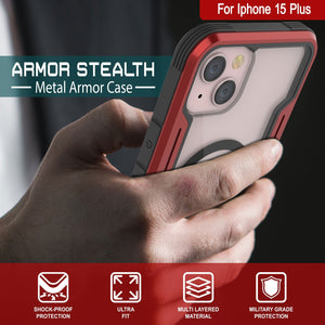 Funda Punkcase iPhone 15 Plus Armor Stealth MAG Defense, Cubierta Protectora de Grado Militar de Múltiples Capas [Rojo]
