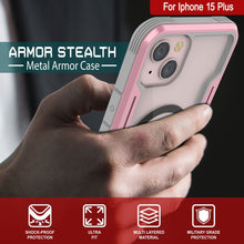 Cargar imagen en el visor de la galería, Punkcase iPhone 15 Plus, armadura Stealth MAG Defense Case, protectora de grado militar de varias capas [Color Rose-Gold]
