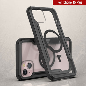 Funda de protección Punkcase iPhone 15 Plus Armor Stealth MAG Defense Protective de grado militar de varias capas [Negro]