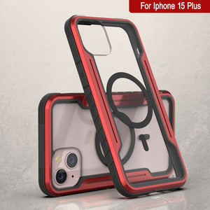 Funda Punkcase iPhone 15 Plus Armor Stealth MAG Defense, Cubierta Protectora de Grado Militar de Múltiples Capas [Rojo]