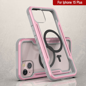 Punkcase iPhone 15 Plus, armadura Stealth MAG Defense Case, protectora de grado militar de varias capas [Color Rose-Gold]