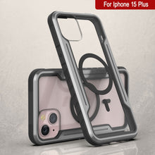 Cargar imagen en el visor de la galería, Fundas de defensa Armor Stealth MAG de Punkcase para iPhone 15 Plus, protectoras de grado militar con cubierta multicapa [Gris-Negro].
