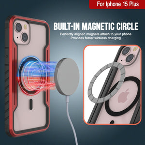 Funda Punkcase iPhone 15 Plus Armor Stealth MAG Defense, Cubierta Protectora de Grado Militar de Múltiples Capas [Rojo]